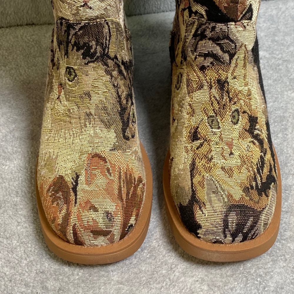 Bamboo Gary-06 Cat Tapestry Boots Women's Size 5.5 Tan Kitten Print Mid Calf EUC - Picture 10 of 13